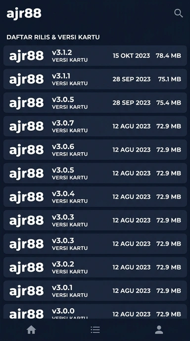 Riwayat Versi ajr88 untuk Pengguna Android