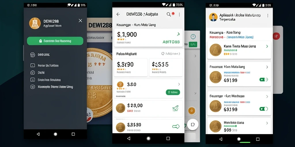 Antarmuka DEWI288 yang sederhana dan informatif untuk kurs mata uang.