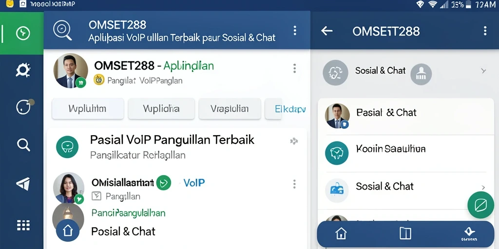 Antarmuka aplikasi OMSET288 dengan fitur VoIP Panggilan yang menarik.