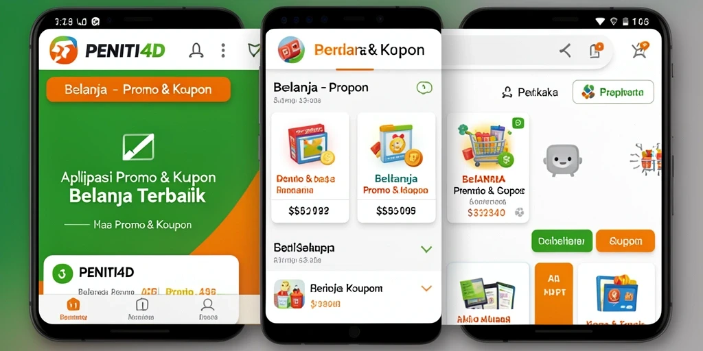 Tampilan antarmuka PENITI4D dengan berbagai kupon menarik.
