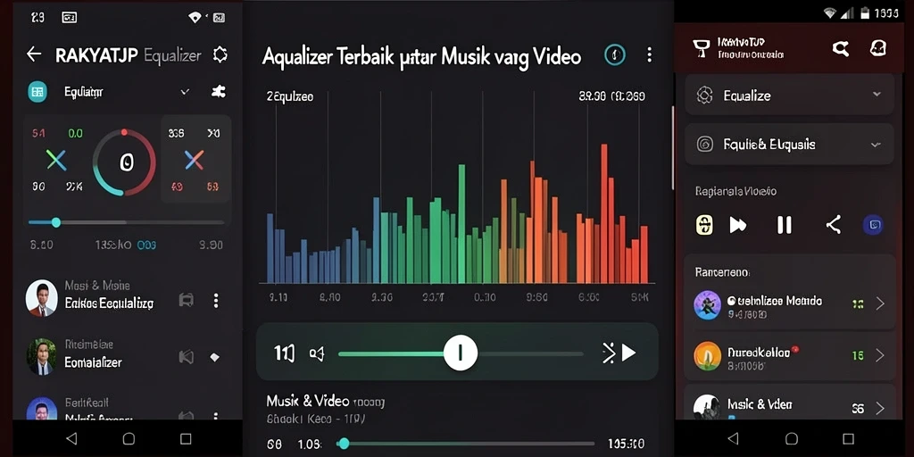 Antarmuka RAKYATJP menunjukkan fitur Equalizer yang modern dan fungsional.