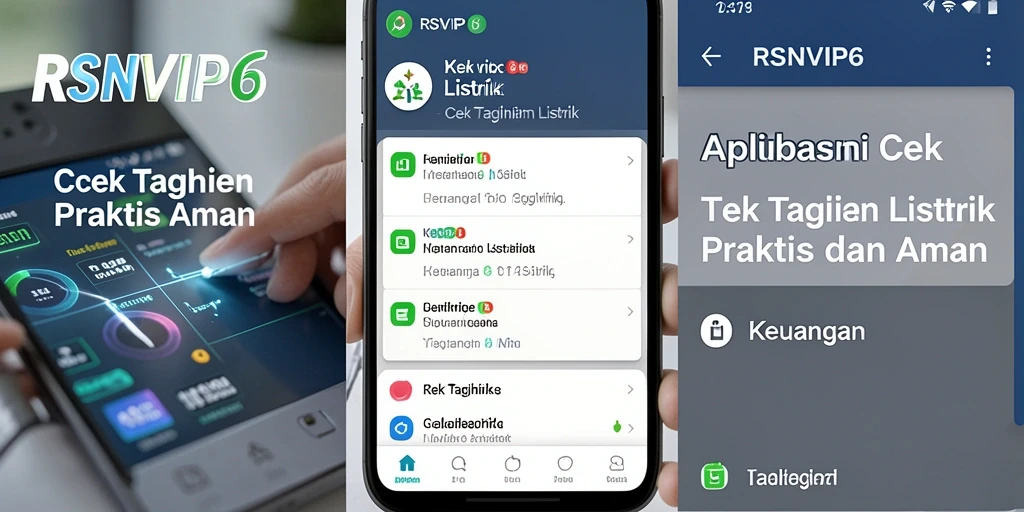 Tampilan antarmuka RSNVIP6 dengan fitur Cek Tagihan Listrik.