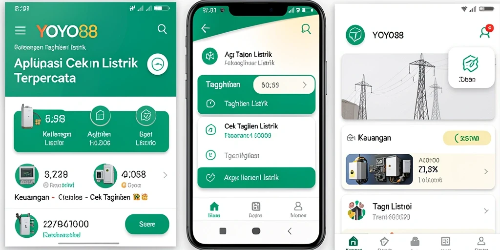 Antarmuka aplikasi YOYO88 yang sederhana dan informatif untuk cek tagihan listrik.